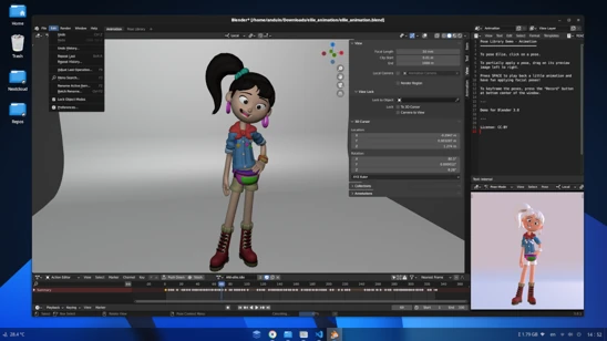 Editing blender 3D model on AnduinOS